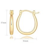 14K Gold U-Shaped Small Hoop Earrings for Women