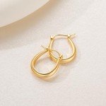14K Gold U-Shaped Small Hoop Earrings for Women