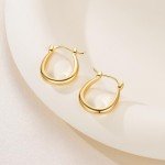 14K Gold U-Shaped Small Hoop Earrings for Women