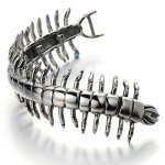 Men's Silver Polished Stainless Steel Centipede Bangle