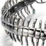 Men's Silver Polished Stainless Steel Centipede Bangle