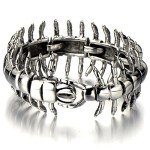 Men's Silver Polished Stainless Steel Centipede Bangle