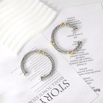 Twisted Cable Cuff Bracelet Set - Gold & Silver