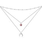 Crescent Moon Layered Necklace with Birthstone