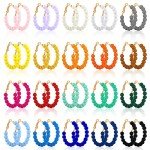 20 Pairs Bohemian Beaded Hoop Earrings for Women