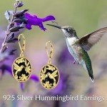 Sterling Silver Hummingbird Dangle Earrings with Onyx