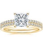 Elegant 2CT Sterling Silver Princess Cut Bridal Ring Set