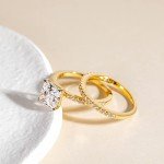 Elegant 2CT Sterling Silver Princess Cut Bridal Ring Set