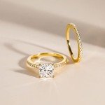 Elegant 2CT Sterling Silver Princess Cut Bridal Ring Set