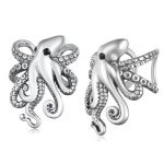 Vintage Sterling Silver Octopus Ear Cuff Earrings
