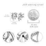 Vintage Sterling Silver Octopus Ear Cuff Earrings