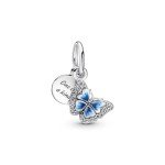 Pandora Blue Butterfly Double Dangle Charm Bracelet