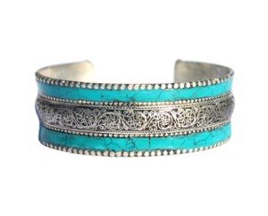 Stunning Turquoise Mosaic Cuff Bracelet - Adjustable