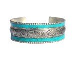 Stunning Turquoise Mosaic Cuff Bracelet - Adjustable