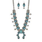Turquoise Squash Blossom Statement Necklace and Earrings