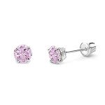 14k White Gold 4mm Round Solitaire Stud Earrings