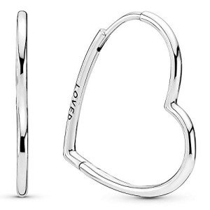 PANDORA Sterling Silver Asymmetrical Heart Hoop Earrings