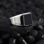 Natural Black Onyx 12MM Sterling Silver Ring