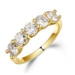 5 Stone Moissanite Wedding Band for Women