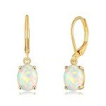 Trendy 14k Gold Plated Opal Dangle Earrings