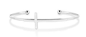 Italian Adjustable Sideways Cross Cuff Bangle Bracelet