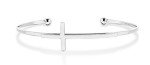 Italian Adjustable Sideways Cross Cuff Bangle Bracelet