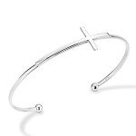 Italian Adjustable Sideways Cross Cuff Bangle Bracelet