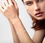 Italian Adjustable Sideways Cross Cuff Bangle Bracelet