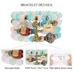 8 Pack Bohemian Beaded Charm Bracelets for Women