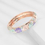 Vintage Enamel Rhinestone Flower Gold Cuff Bracelet