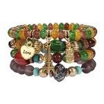 8 Pack Bohemian Beaded Charm Bracelets for Women