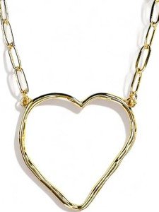 Large 18k Gold Hammered Heart Necklace
