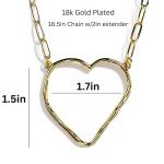 Large 18k Gold Hammered Heart Necklace