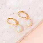 Trendy 14k Gold Plated Opal Dangle Earrings