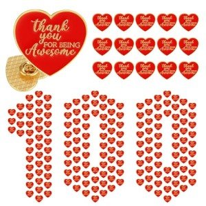 Heart Button Pins - 100 Pack - Motivational Gifts
