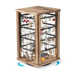 Rustic Rotating Earring Organizer with 4 Tiers