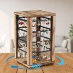 Rustic Rotating Earring Organizer with 4 Tiers