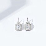 Platinum-Plated Silver Asscher-Cut Drop Earrings
