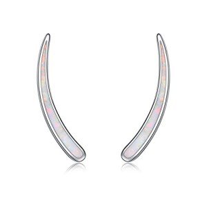 Elegant Sterling Silver Opal Ear Cuffs for Women