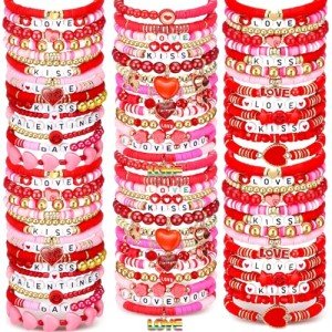 100 Pcs Colorful Heishi Stretch Bracelets Set