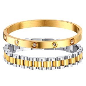 Gold Chain Link Friendship Bracelets with Zirconia