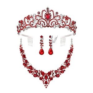 BriLove Flower Girl Jewelry Necklace & Earrings Set