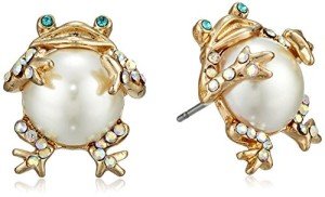 Betsey Johnson Cute Frog Stud Earrings