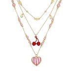 Betsey Johnson Heart Charm Layered Necklace