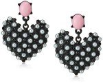 Betsey Johnson Heart Drop Earrings with Faux Pearls