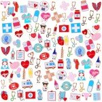 100 Pcs Nurse Enamel Pins - Heart & Stethoscope
