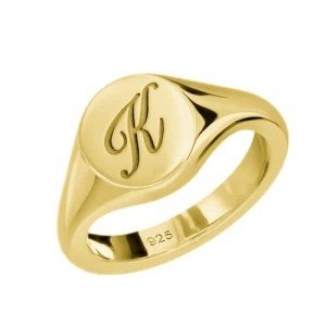 Personalized 925 Sterling Silver Initial Pinky Ring