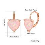 Heart Opal Leverback Earrings for Sensitive Ears