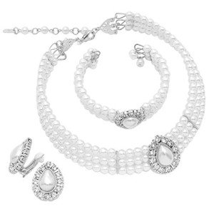 Teardrop Pearl Jewelry Set with Choker & Bracelet