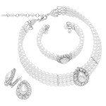 Teardrop Pearl Jewelry Set with Choker & Bracelet